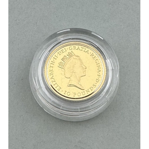 979 - Coins: Coins: A Royal Mint issued limited edition encapsulated proof Britannia 1/10oz gold sovereign... 