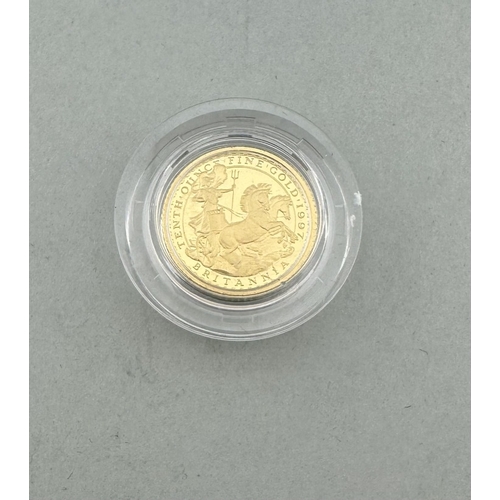 980 - Coins: Coins: A Royal Mint issued limited edition encapsulated proof Britannia 1/10oz gold sovereign... 