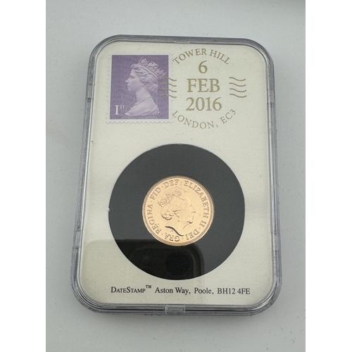 982 - Coins: Coins: A 2016 'Datestamp' Queen Elizabeth II full gold sovereign, limited to 995 sets issued.... 