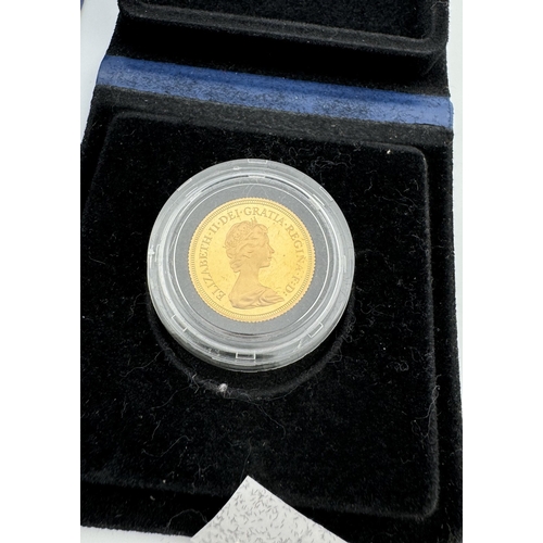 989 - Coins Coins: A Queen Elizabeth II full gold sovereign, encapsulated and boxed.