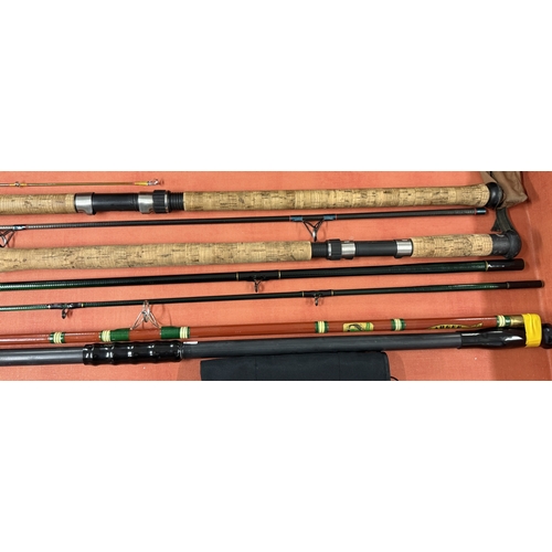 174 - Fishing: Auger breakwater combie boat rod, Daiwa grphite salmon rod, Shakespeare carbo float rod.... 