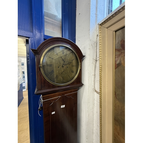 209 - Clocks: 19th Century Scottish mahogany regulator longcase unsigned clock, brass dial with Roman nume... 