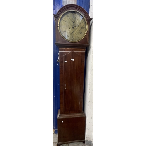 209 - Clocks: 19th Century Scottish mahogany regulator longcase unsigned clock, brass dial with Roman nume... 