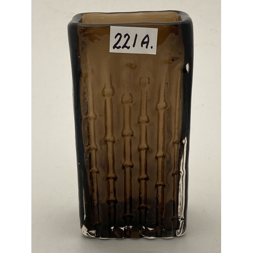 221a - Glassware: A Whitefriars cinnamon bamboo vase by Geoffrey Baxter circa 1970s, 20cm high.