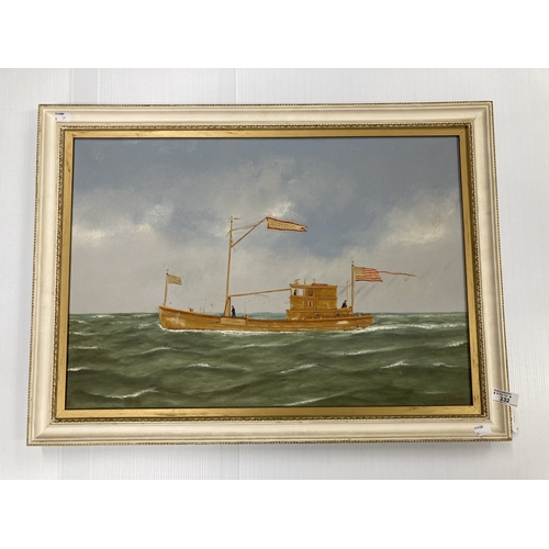 232 - Thomas H. Willis (American 1845-1925): Early 20th century Folk Art portrait of the American vessel G... 