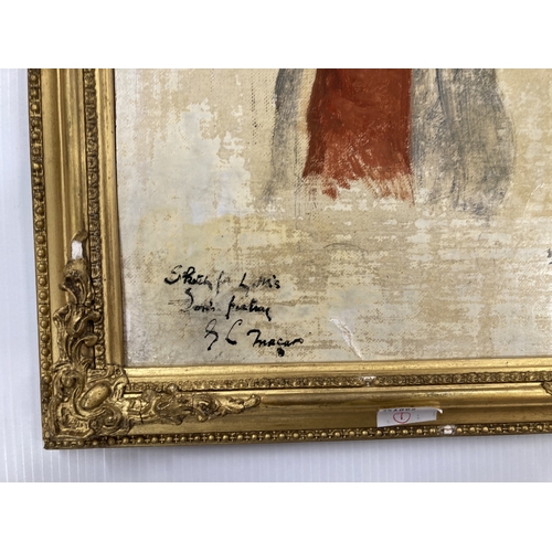 233 - Art: Oil on card portrait sketch of a Chinese boy mounted on board, signed lower left G. C. Macau, w... 