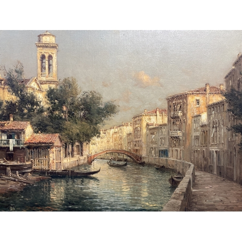 272 - Pictures: Antoine Bouvard (French 1870-1955) Venetian Canal scenes with bridge and gondolas. 19 1/2 ... 