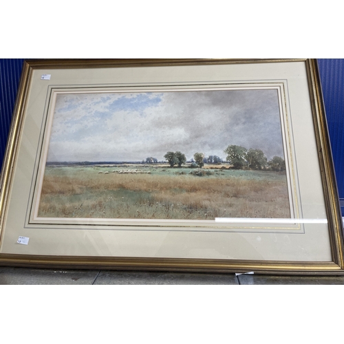 307 - Picture: Henry Sylvester Stannard British School (1870-1951) watercolour, landscape with shepherd an... 