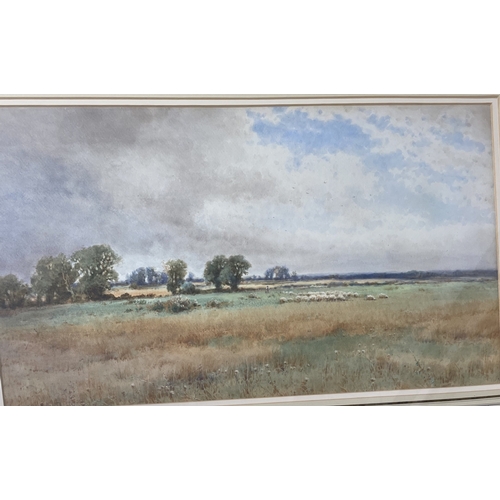 307 - Picture: Henry Sylvester Stannard British School (1870-1951) watercolour, landscape with shepherd an... 