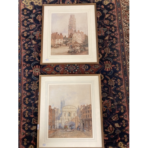 310 - Art: Early 20th century watercolour of a London street scene, unsigned, framed and glazed, 60cm x 53... 