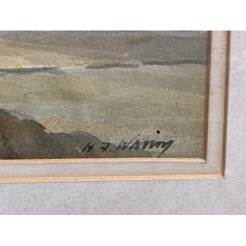 311a - H. J. Waring: Early 20th cent. Watercolour landscape with shadows and setting sun, signed lower righ... 