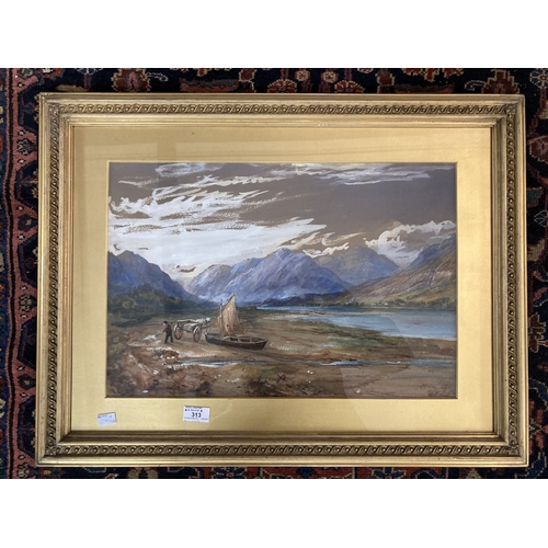 313 - Arthur Perigal RSA 1816-1884: Mountain scene watercolour signed bottom right. 51cm x 35cm