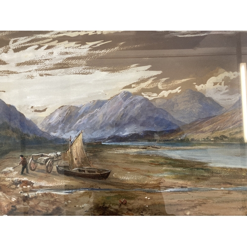 313 - Arthur Perigal RSA 1816-1884: Mountain scene watercolour signed bottom right. 51cm x 35cm