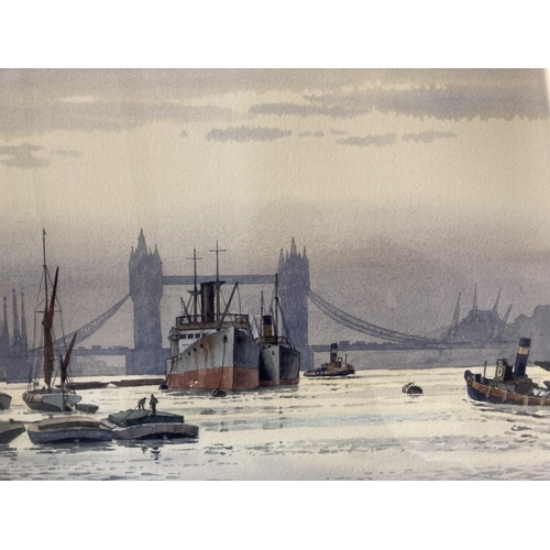 325 - Artwork: Two watercolours, 'The Thames at Tower Bridge' and 'Cecil Street, South Melbourne', both la... 