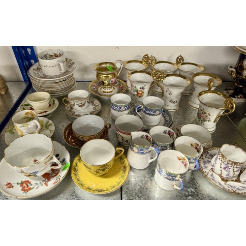 347 - Ceramics: A Meissen 'Dragons and Storks' cup and saucer, crossed swords mark to each; a Grosvenor Ch... 