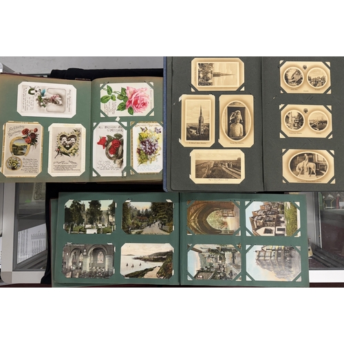 370 - Postcards: Two Edwardian postcard albums, each containing approximately 150 cards each. To include; ... 