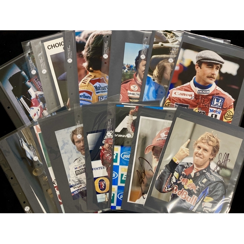 409 - Sporting Autographs: A collection of photos bearing the signatures of Formula One World Champions. T... 