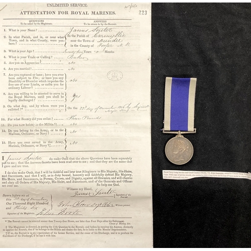 436 - Medals: Victorian Royal Naval Long Service and Good Conduct Medal named to J. Souter Serg RMA 21 Yea... 