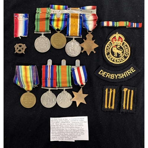 443 - Medals: WWI/WWII Family Group. The first awarded to 3-9961 Pte H. West 2/North’n R comprising of 191... 