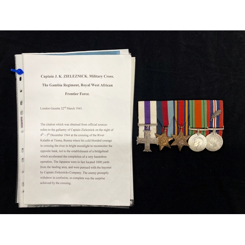 451 - Medals: Military Cross Group of 5 to Captain J.K. Zieleznick The Gambia Regt Royal West African Fron... 