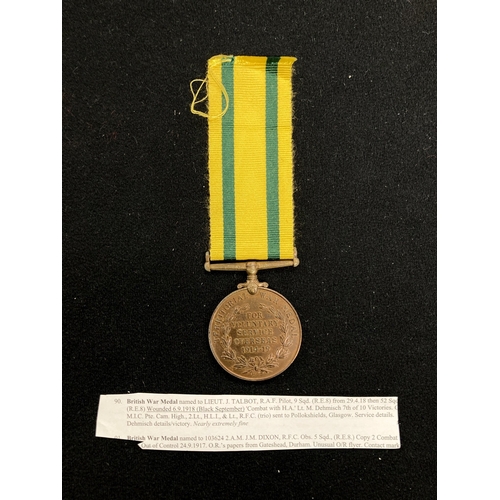 465 - Medals: Territorial Force War Medal named to 3750 Private O.J. Hawkey City of London Yeomanry, he la... 