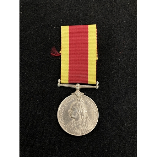 469 - Medals: China War Medal 1900 in silver named F. Peek 3RD HMS Goliath. With folder of research.... 