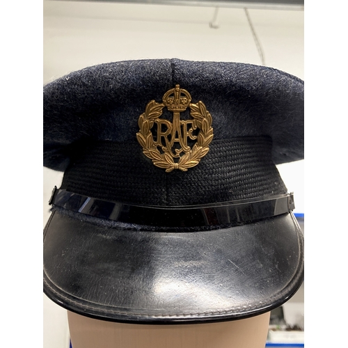 474 - Militaria: RAF Corporal's greatcoat, cap and mannequin.