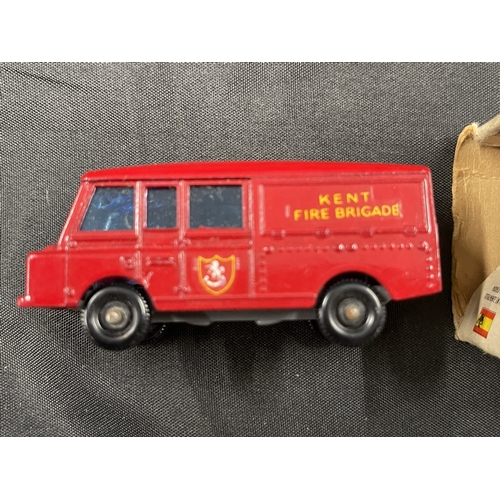 488 - Toys: A Matchbox Series Kent Fire Brigade fire engine, number 57a, by Lesney, c.1970, in original bo... 