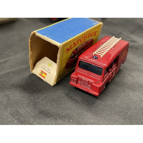 488 - Toys: A Matchbox Series Kent Fire Brigade fire engine, number 57a, by Lesney, c.1970, in original bo... 