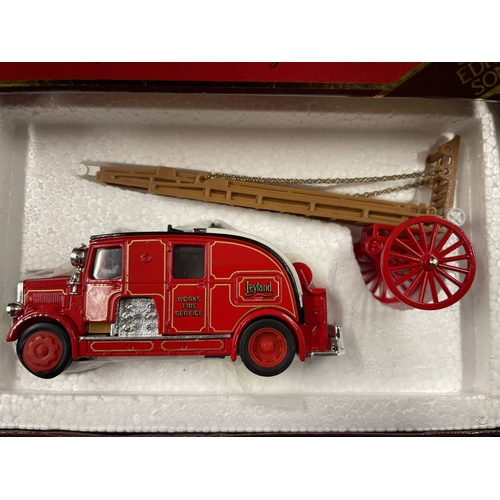 501 - Toys: Diecast toys models of Yesteryear 1937 Leyland Fire engine, 1931 A.E.C. Trolleybus, Busch 1905... 