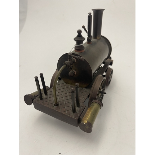 505 - Train Model: Railway interest scratch-built copper and brass model of an early 19th-century steam lo... 