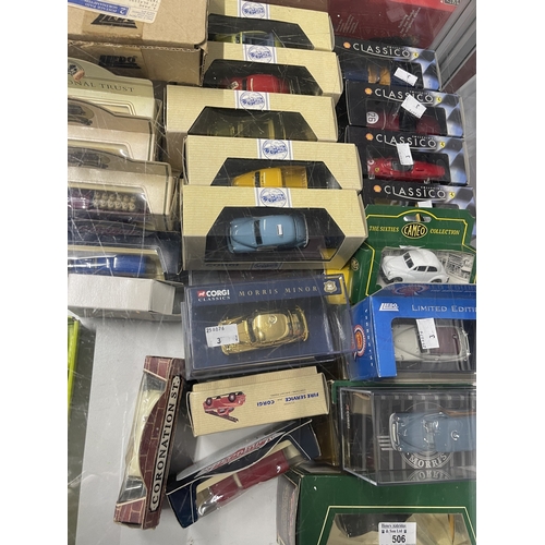 506 - Toys & Games: Diecast model vehicles, a collection of approx. 45 cars to include 23 Morris 1000 ... 