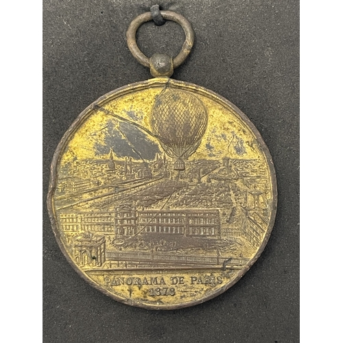 527 - Balloon Flight: Henri Giffard French gilt metal 1878 commemorative medal (no ribbon and poor conditi... 