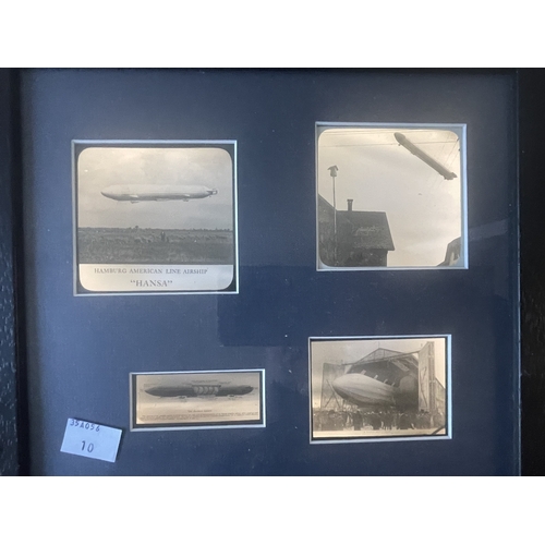 537 - Early Aviation: Magic lantern slides x 4 of Hansa a Hamburg American Line airship, a WWI brooch made... 