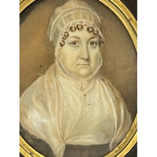 570 - Decorative Arts: The Starbuck family of Nantucket; a watercolour on ivory portrait miniature of Lucr... 