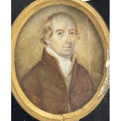 571 - Decorative Arts: The Starbuck family of Nantucket; a watercolour on ivory portrait miniature of an o... 