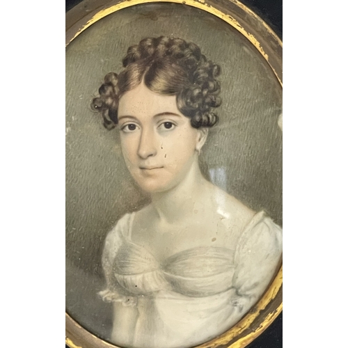 587 - Decorative Arts: The Starbuck family of Nantucket; a watercolour on ivory portrait miniature of S.P.... 