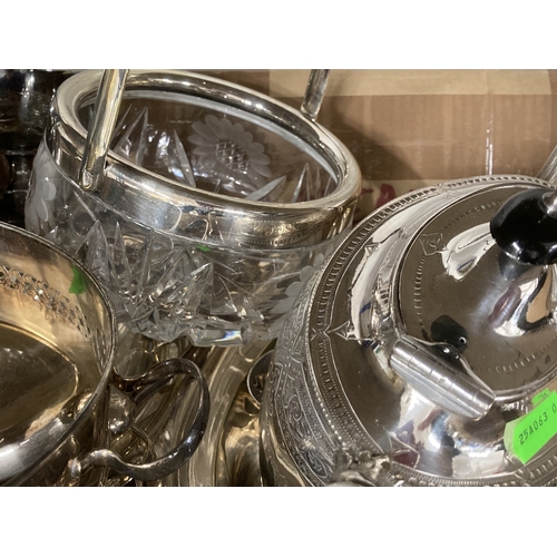 61 - Silver Plate: Two engraved mugs, a sundae dish, two swing baskets and other items of silver plate.... 