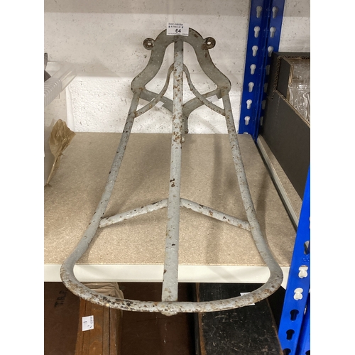 64 - Metalware: Edwardian wrought iron saddle rack.