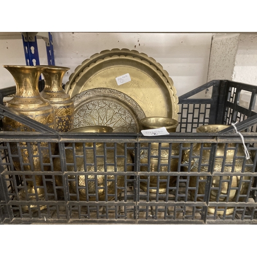 65 - Plated & Metalware: A quantity of brass and silver plate items.