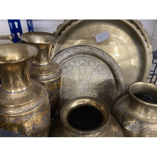 65 - Plated & Metalware: A quantity of brass and silver plate items.