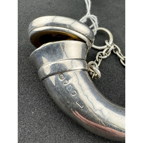 699 - Hallmarked Silver: A Victorian novelty silver horn combination vinaigrette/scent bottle by Sampson M... 