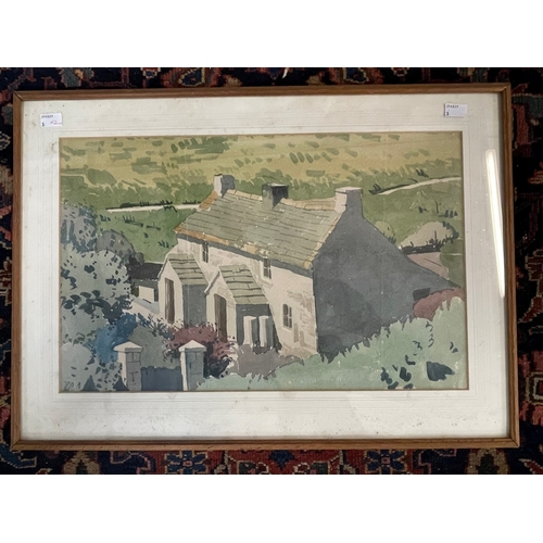 287 - Pictures: Watercolours/20th Century British school. Unsigned. Both rural cottages in the landscape c... 