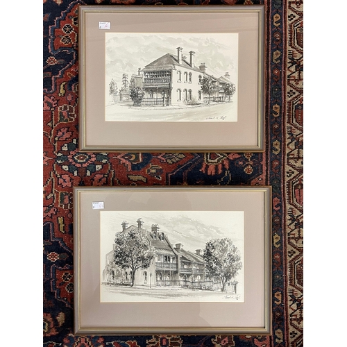 290 - Prints: A group of architectural prints. All framed under glass with framed 'Silk ' For the Royal Op... 