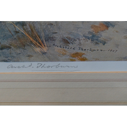 21 - Pictures Four prints of Archibald Thorburn watercolours of game birds, including pheasants and partr... 
