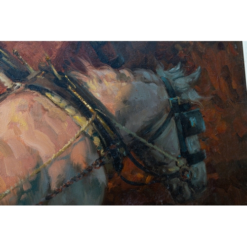 26 - Paintings Rosemary Sarah Welch (b.1946) Ploughing at Sunset Signed bottom right Oil on canvasFramed ... 