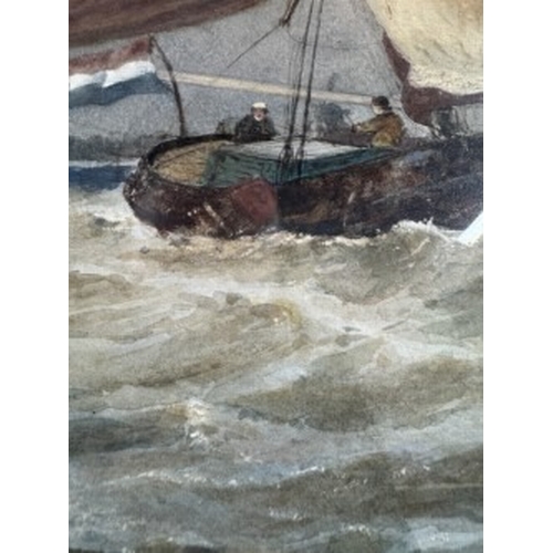 29 - Artwork: Thomas Bush Hardy (1842-1897); watercolour, a Dutch sailing barge off Dordrecht, signed and... 