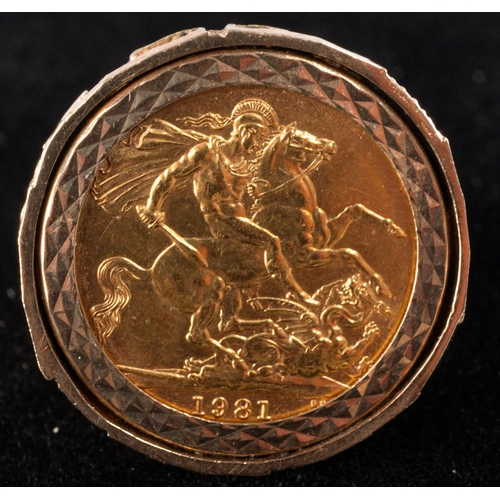 Gold Coin Jewellery: Gold Coin Jewellery: Sovereign, mounted 1981 ...