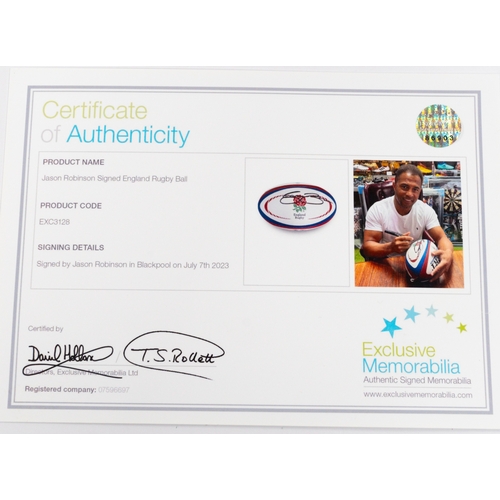 49 - Rugby Memorabilia: Rugby Memorabilia: Signed, Jason Robinson, official replica ball, signed in black... 