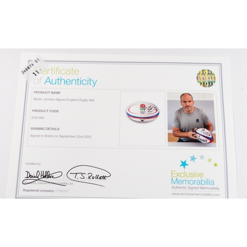 52 - Rugby Memorabilia: Rugby Memorabilia: Signed, Martin Johnson official replica ball, signed in black ... 